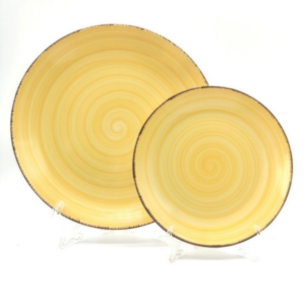 Popular Rock Texture Catering Tableware Salad Steak Serving Dishes Plates Set Dinner Ceramic Plates with Edge