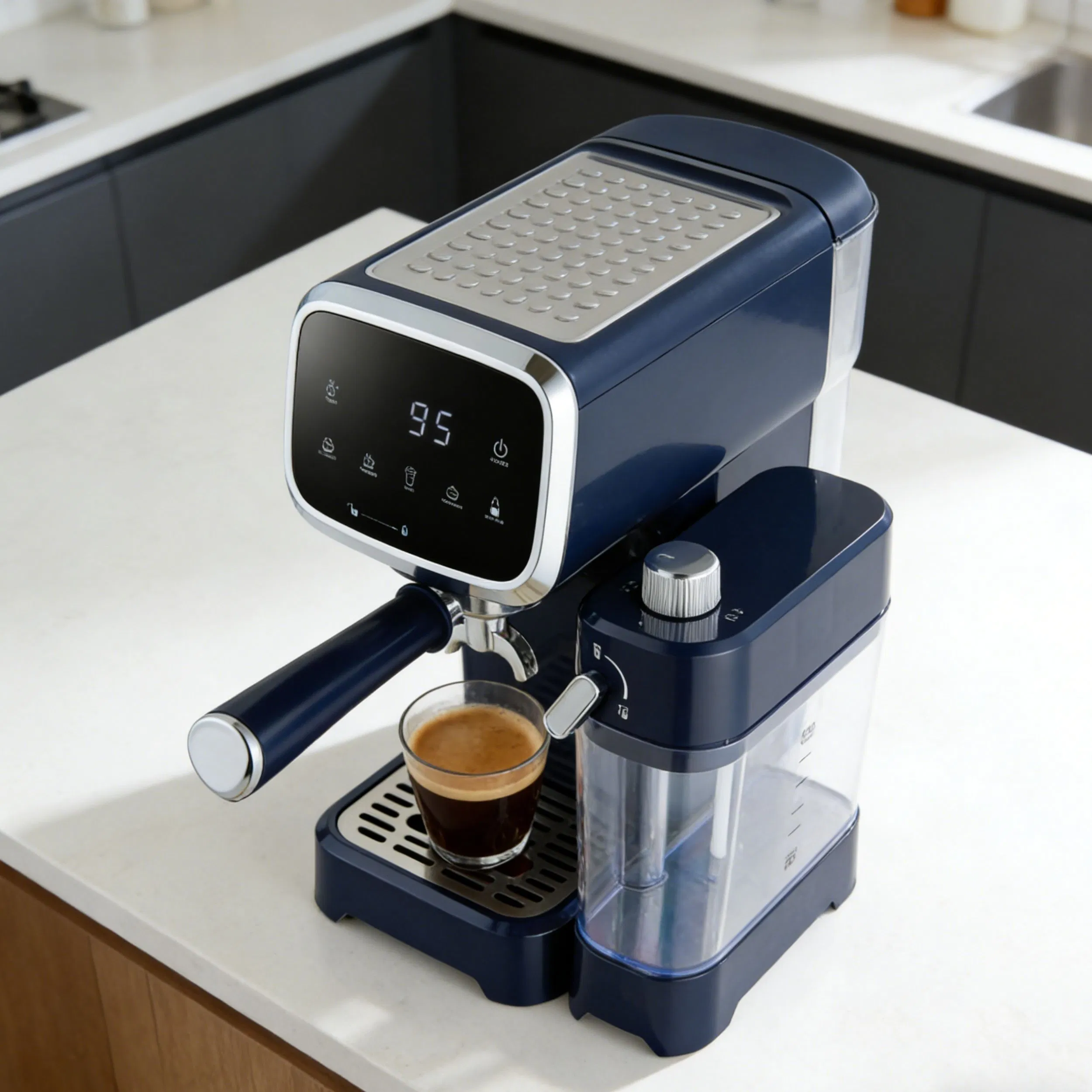 Longbank New Professional Touch Screen Electric 1350W Italian Pump Semi-Automatic Espresso Coffee Machine
