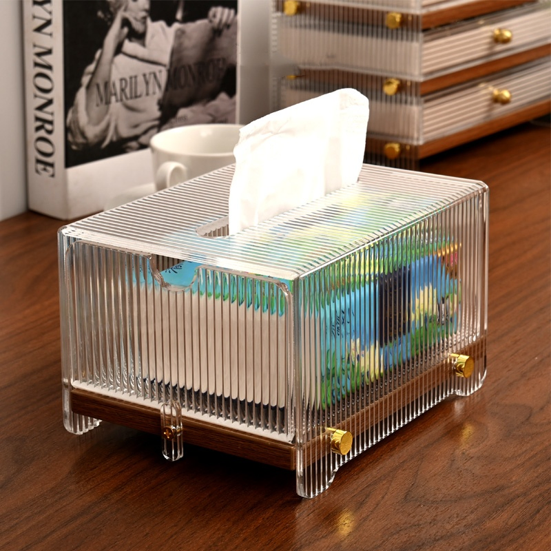 Wooden Box Solution Integrating Kitchen Tissue and Toilet Paper Roll Dispenser