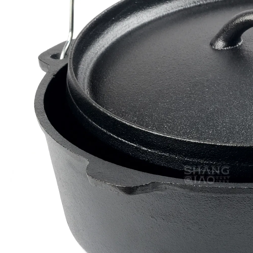 Чугунная жаровня Dutch Oven с крышкой, предварительно прокаленная