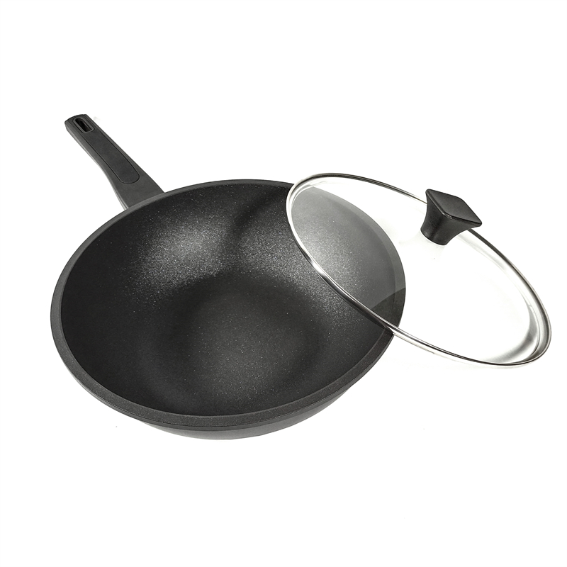 Сковорода вок алюминиевая 30см с крышкой для индукции