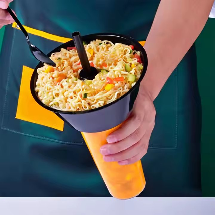 Take-out Drinking Cup Plastic Cola Cup with Snack Bowl Holder Creative Popcorn Cup