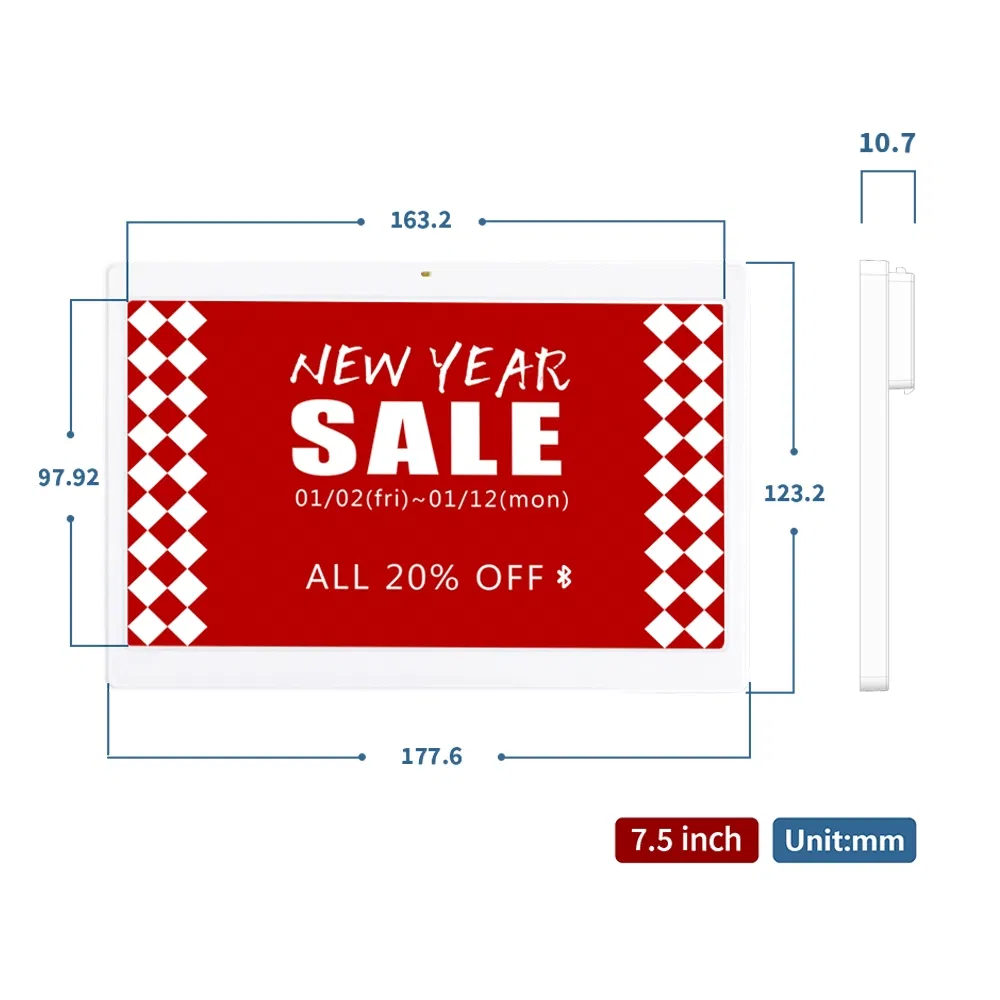 Bwr 7.5 Inch Electronic Shelf Label with EAS System for Efficient Pricing