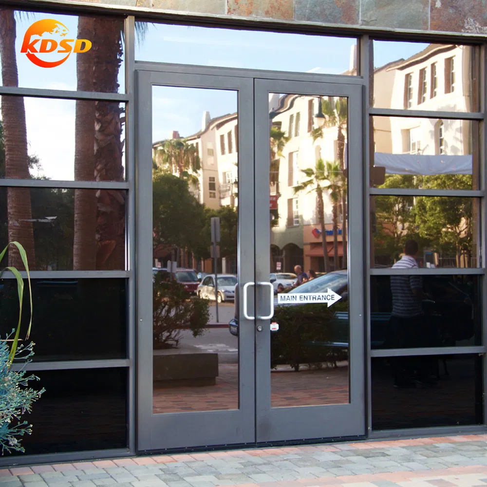 Kdsd Latest Design Modern Style Single Tempered Glass Aluminum Commercial Door