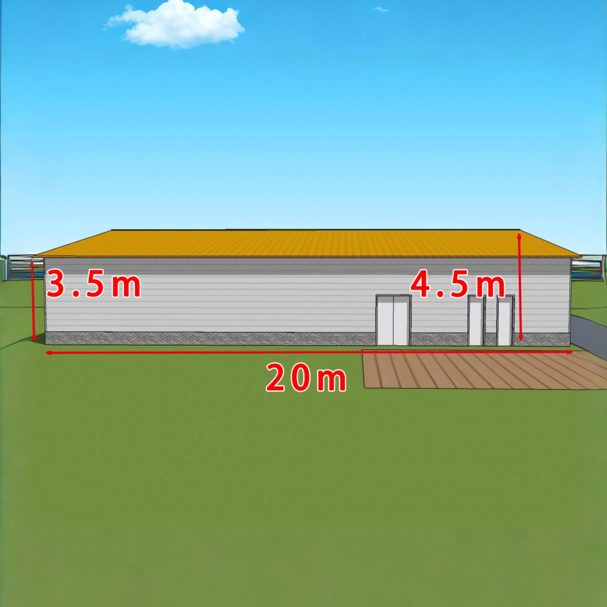 20m X 20m Prefab House Steel Structure Workshop Kits Prefabricated Metal Storage Warehouse Building