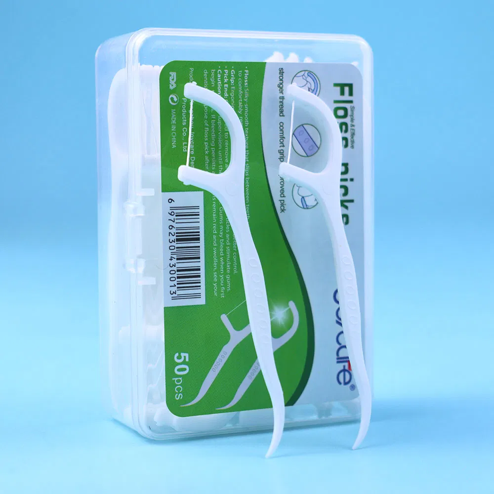 Customized Mint Waxed Dental Floss Picks Flosser Teeth Flossing 50 Count Toothpicks
