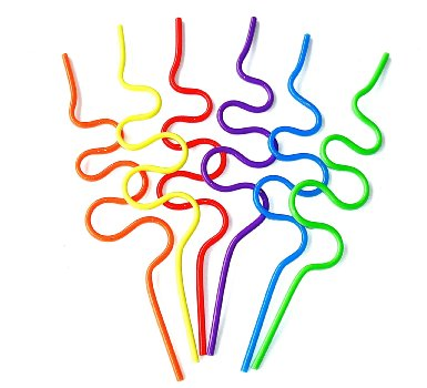PVC Pet Twisty Curly Straws Wavy Shape Straws Wiggle Straws Fancy Straw