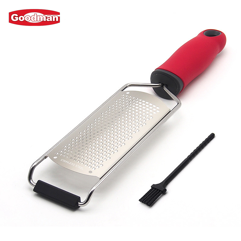 Professional Stainless Steel Grater for Cheese Vegetable Ginger Garlic with Black Soft Handle