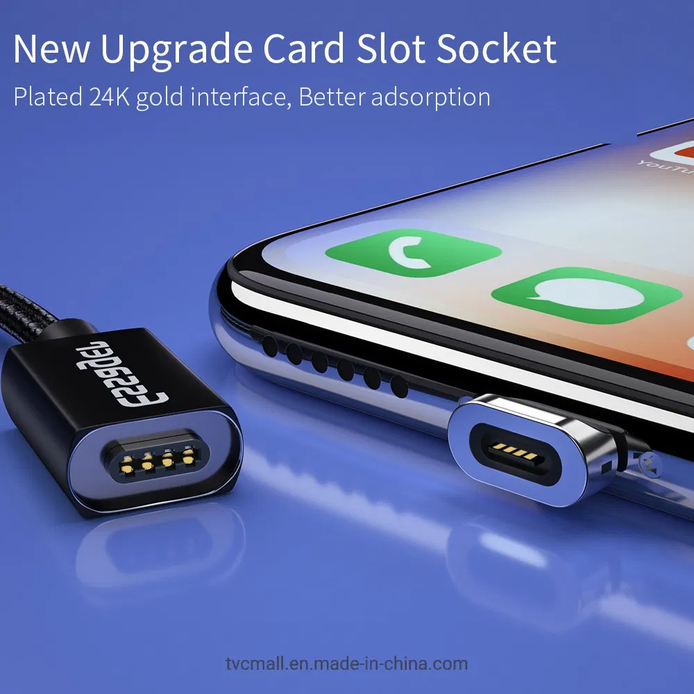 3m Essager 3-in-1 Magnetic Micro + Type-C + Lightning USB Data Sync Charging Cable for iPhone Android Phone Huawei Samsung - Black