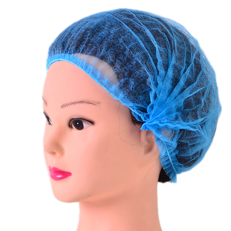 Wholesale Blue/White Round Cap Disposable Bouffant Caps