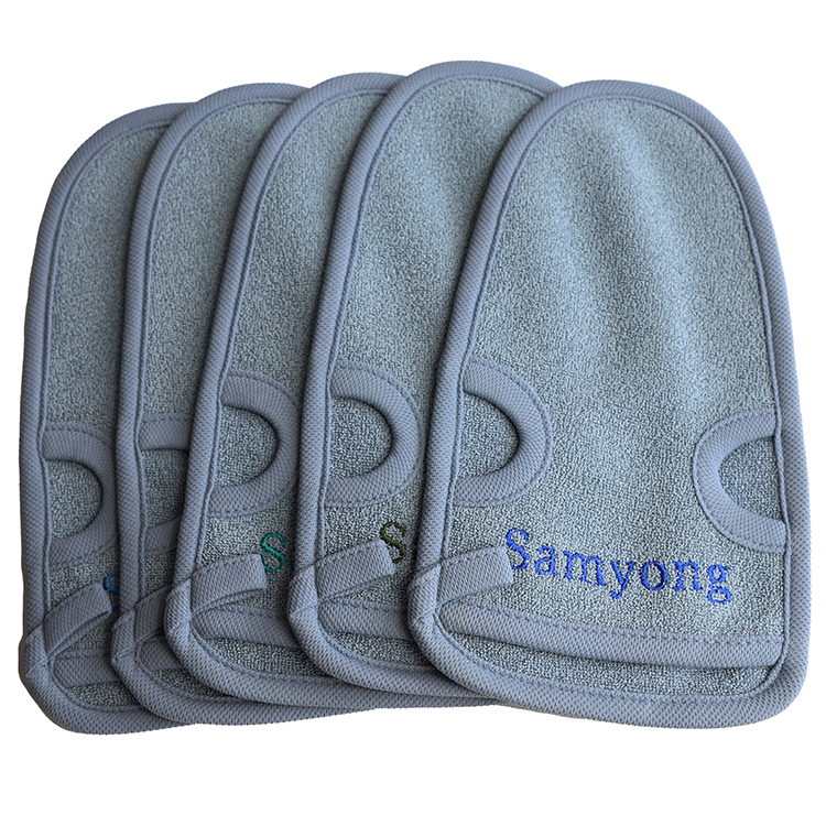 Bamboo Viscose Bath Glove Exfoliating Mitt Glove with Embroidery Logo Bath Glove