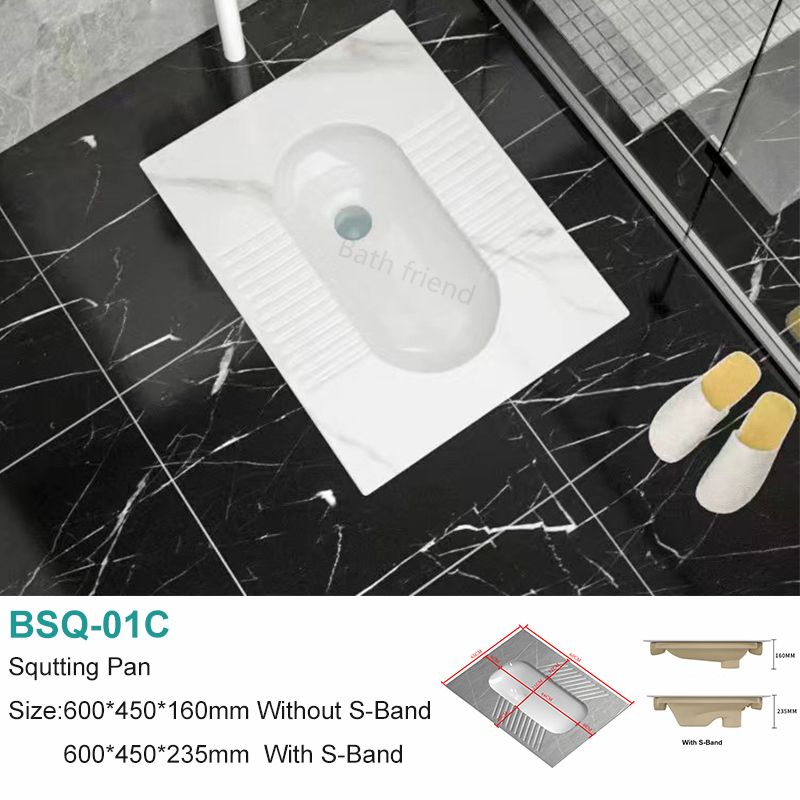 Wholesale Sintered Stone Porcelain Squatting Wc Pan Black Grey White Luxury Ceramic Durable Sanitary Public Squat Toilet
