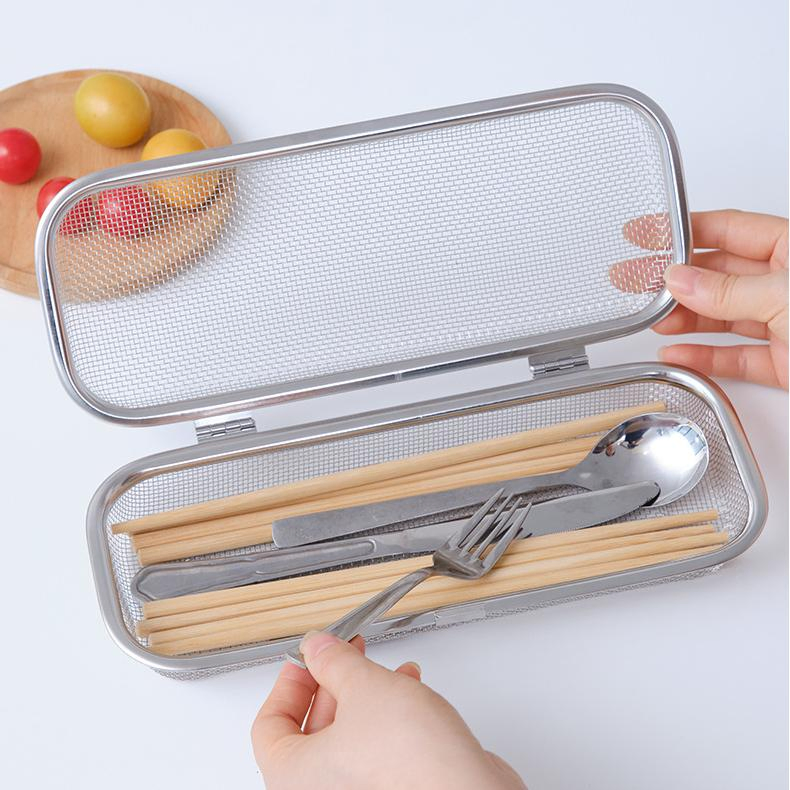 304 Stainless Steel Dishwasher Mesh Basket Utensil Spoons Chopstick Storage Basket