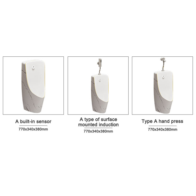 Modern White Rock Matte Back Spud Wall Hung Sensor Gravity Flushing Ceramic Male Urinal Bottle Wc Commode