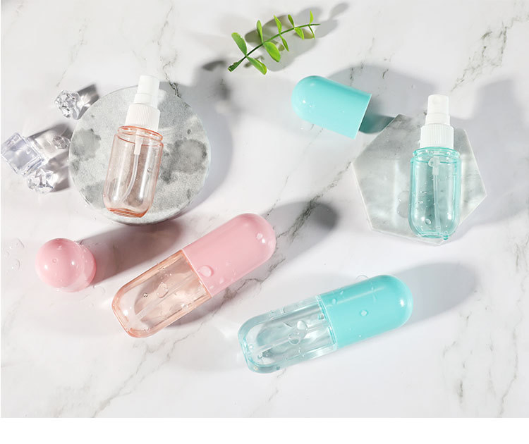 Pet 40ml 60ml Spray Bottle Emulsion Bottle Travel Bottle Cosmetic Products Packaging Capsule Shape Pet Lotion Plastic Bottle