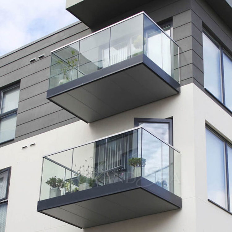 Outdoor Metal Terrace Staircase Balcony Hand Deck Modern Aluminum Glass Railing Design