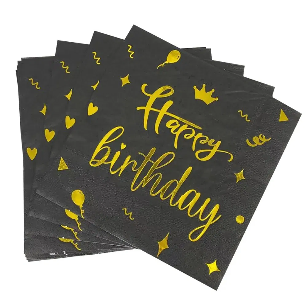 Custom Printed 2-3ply Virgin Wood Pulp Dinner Napkins Soft Fold and Bag Style Colored Paper Serviettes for Festivals