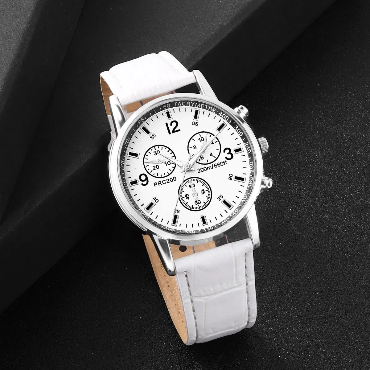 4-Piece Set of Men's PU Leather Watch Strap Quartz Watch