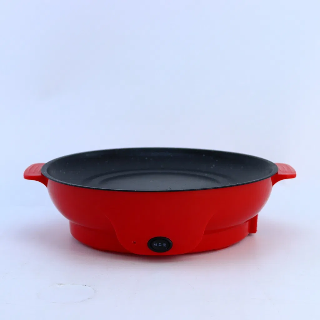 Household Outdoor Portable Electric Frying Pan with a Plastic Shell, Round Electric Wok