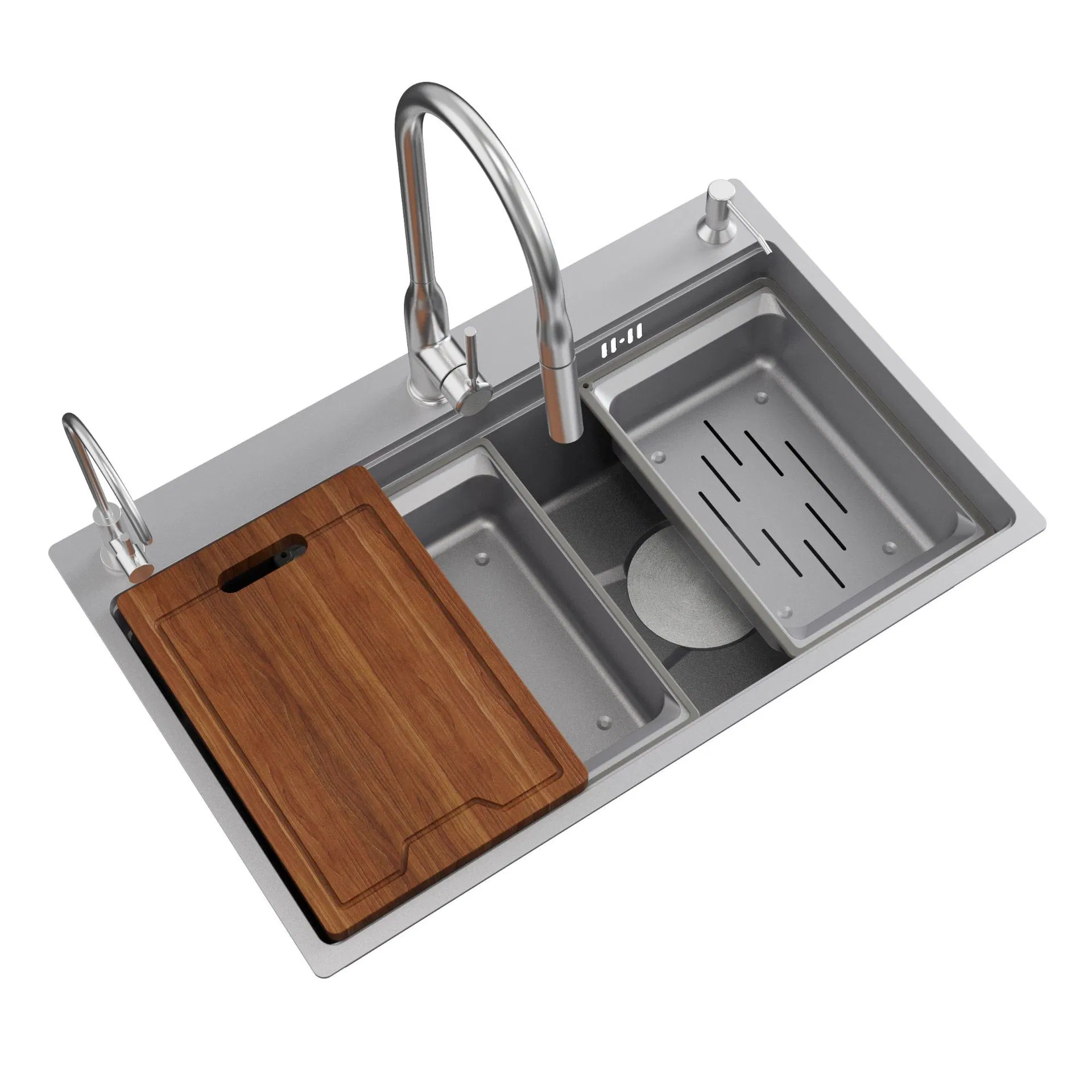 New SUS304 Thick Gun Gray Nano -Stainless Steel Kitchen Sink Wash and Cutting Big Single Slot Large Single Slot Lauror Pot Faucet