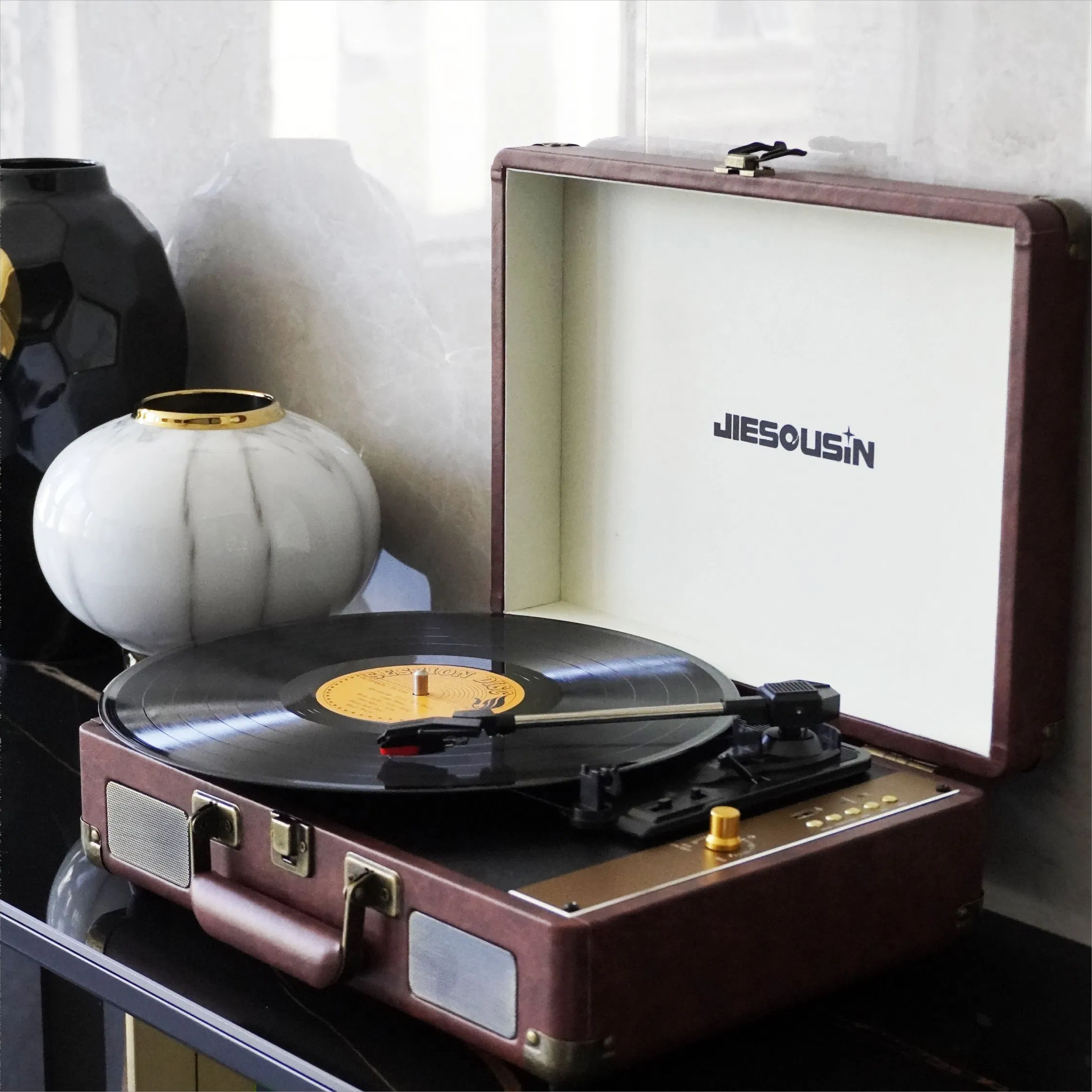 Виниловый проигрыватель TR103 HiFi, 3 скорости, чемодан