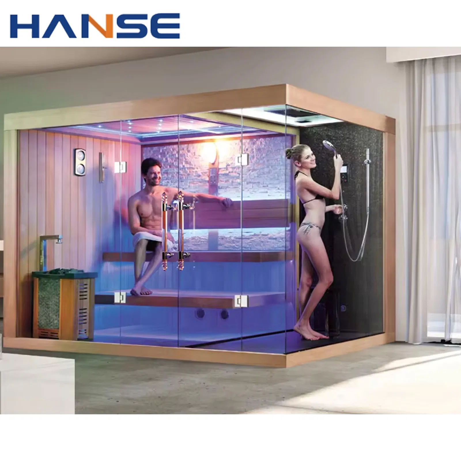 Hot Selling Home Steam Sauna Room 4 People Dry Wet Steam Shower Sauna Room Combination