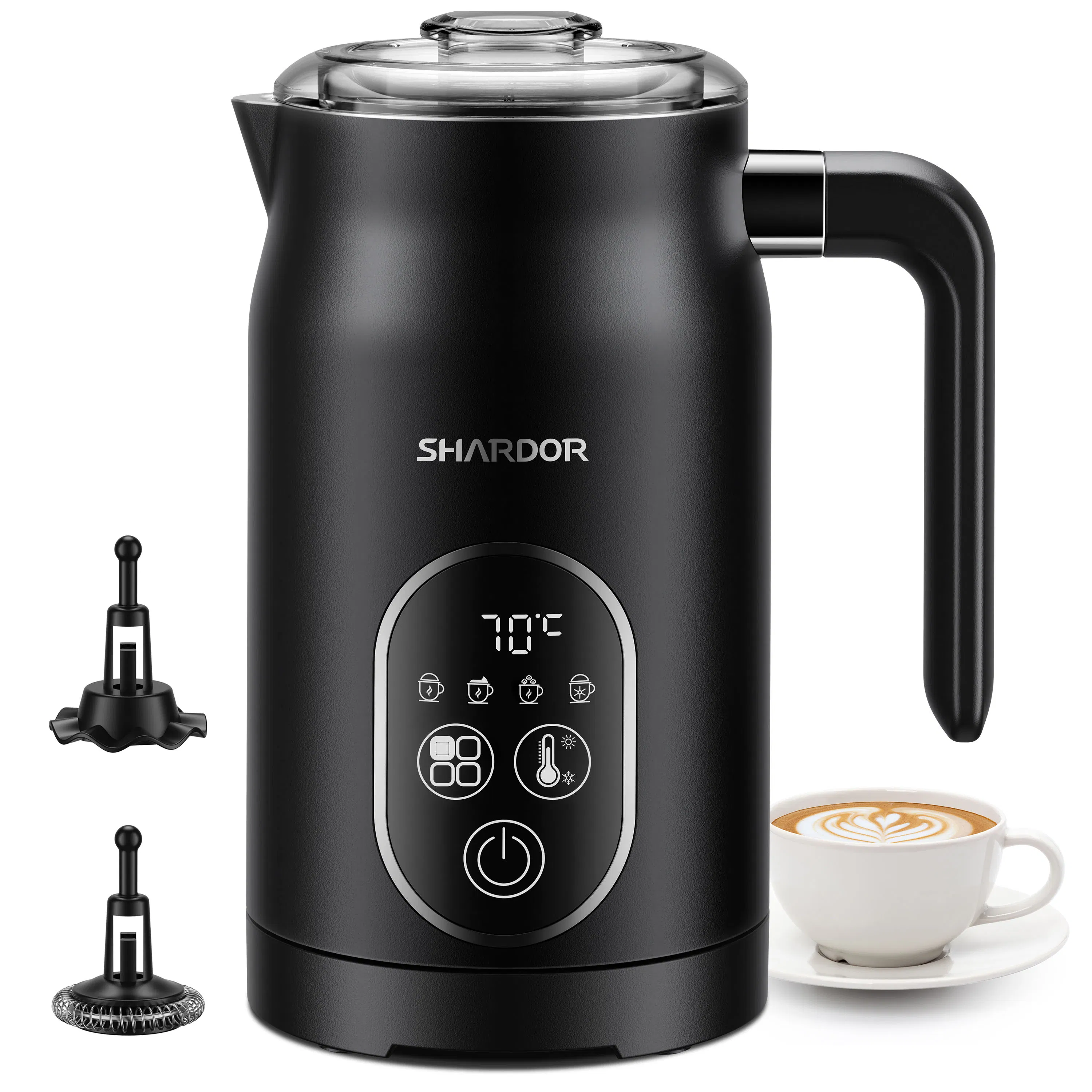 4-1 Milk Frother Quiet Working & Automatic Shut off Hot & Cold Foam Maker Milk Warmer Frother