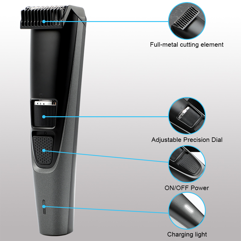 Professional Adjustable Cordless USB-C Mens Hair Trimmer Facial Hair Removal Beard Trimmer with 20 Built-in Length Settings