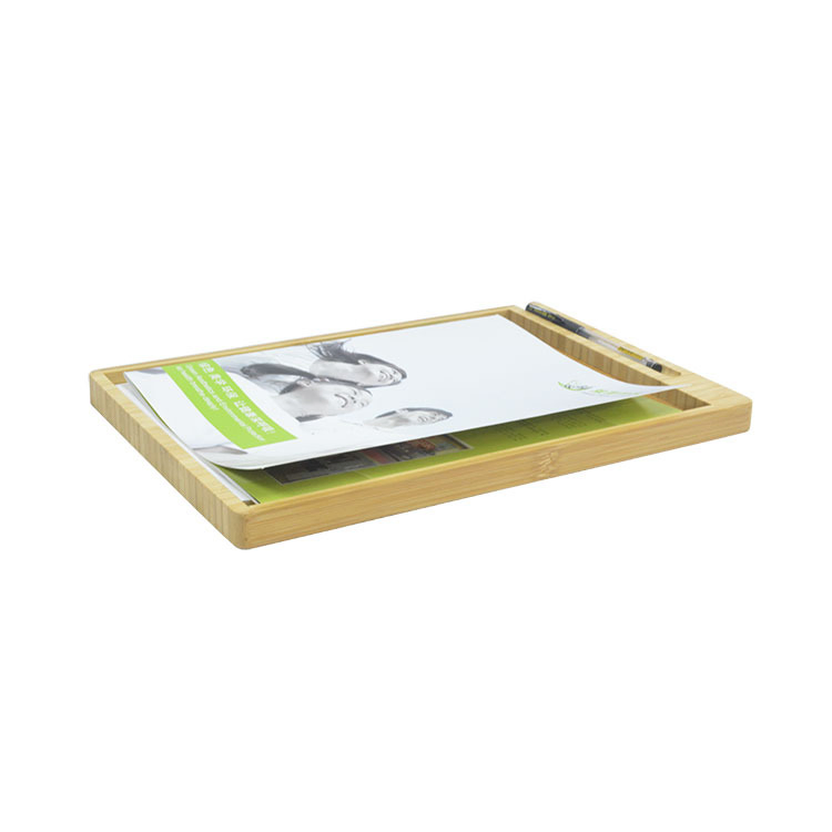 Square Office & Home Desktop Organizer and Pens Paper Tray Bamboo A4 Tray