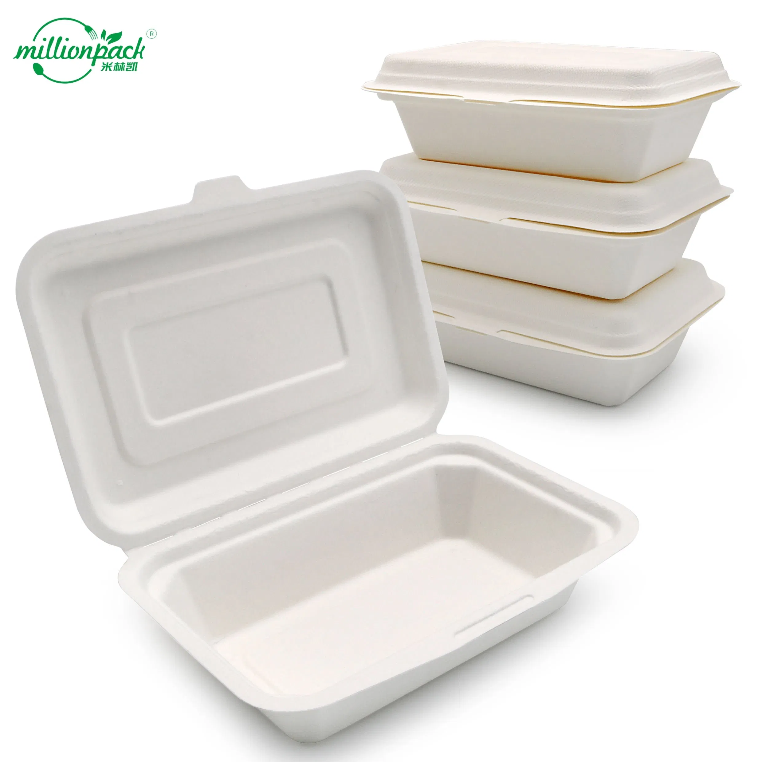 Disposable Square Bagasse Container for Fried Foods with Grease Barrier