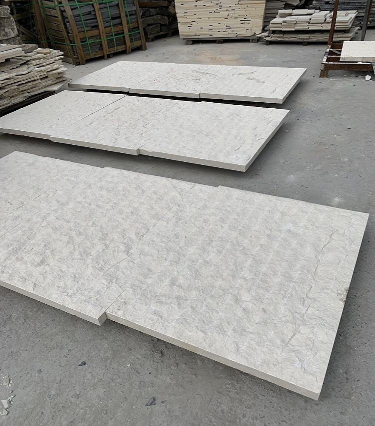 Natural Split Surface White Limestone Marble Wall Cladding Tile for Indoor /Outdoor Facade Decoration