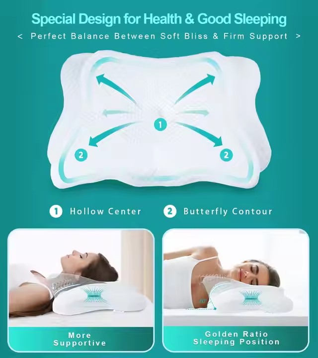 Unscented Memory Foam Pillow, Relieving Neck Pain, Cervical Pillow