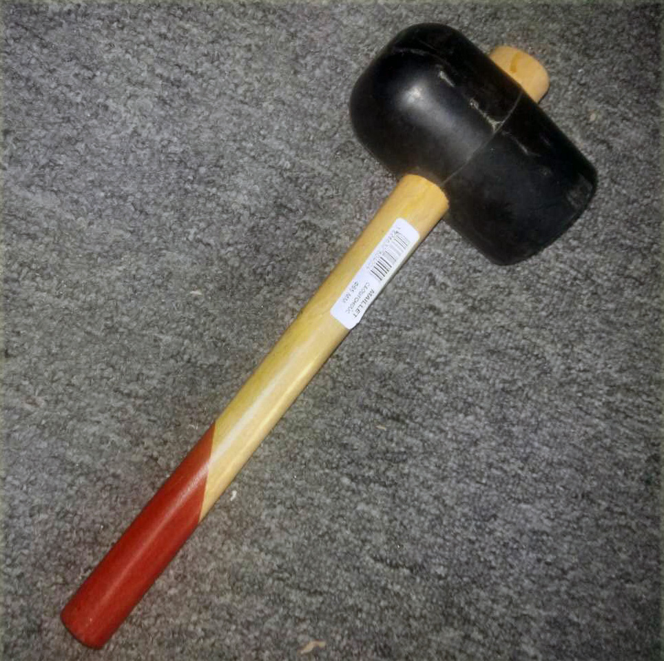 One Side Round One Side Flat Wooden Black Rubber Assemble Hammer