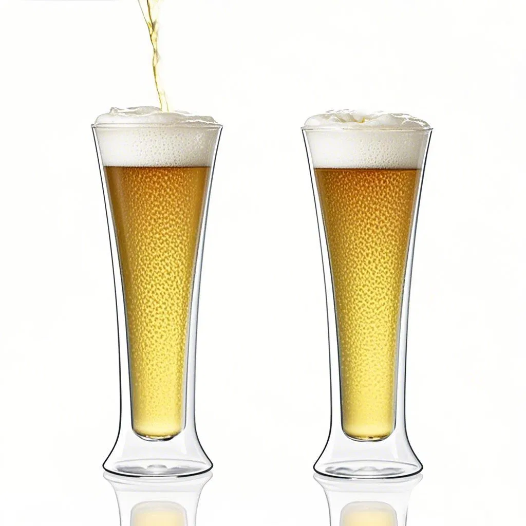 Borosilicate Handmade Tabletop Big Double Wall Beer Glass Handstand Cup Upside Down Beer Cup