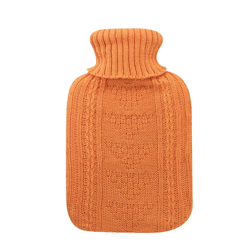Wholesale Pure Color Polyester Knitted Ribbed Jacquard Cover for Rubber Hot Water Bottle
