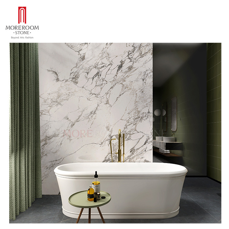 Italian Shower Wall Panel Arabescato White Marble Big Tile Porcelain 3600