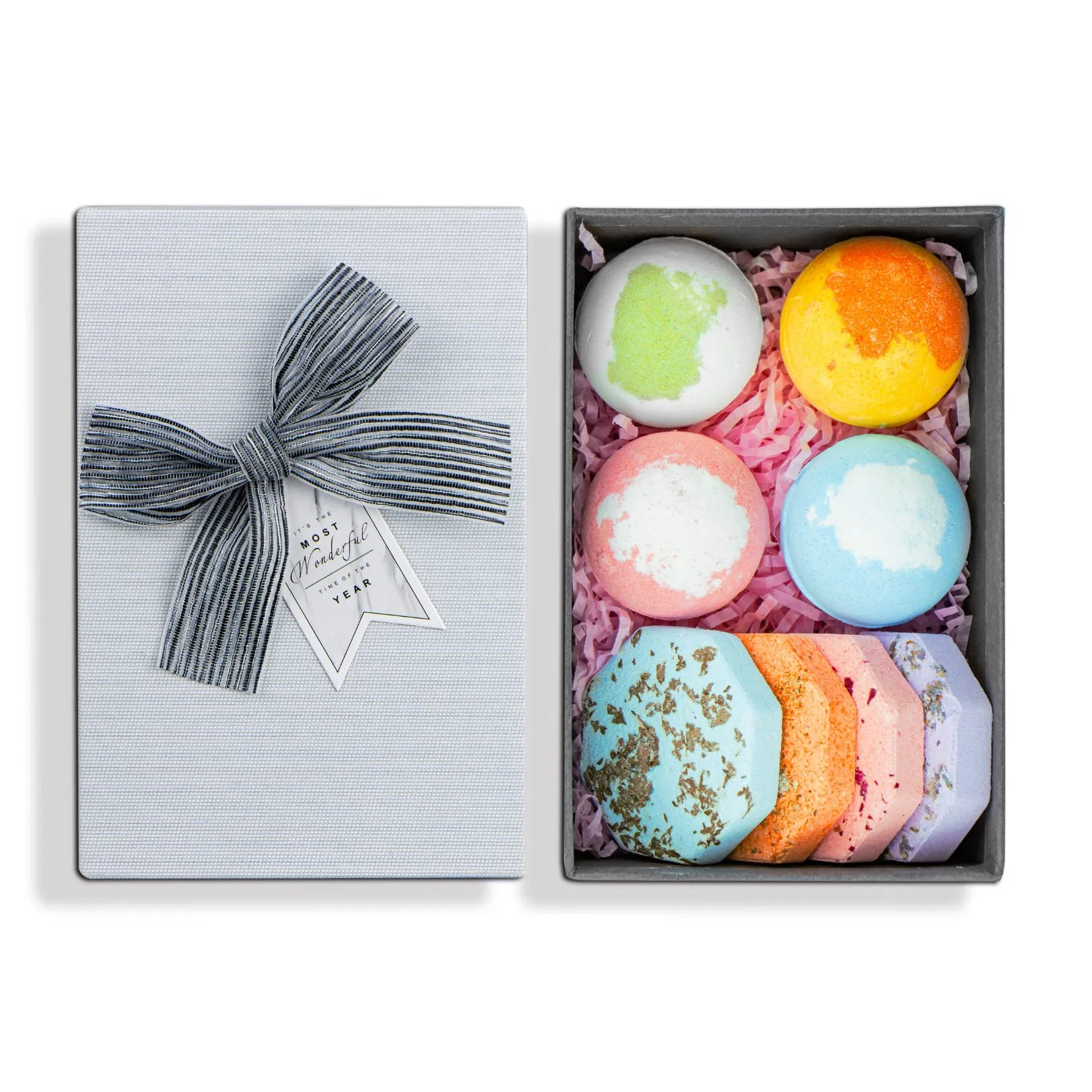 Colorful Fizzing Bath Bombs with Essential Oils for SPA Experience