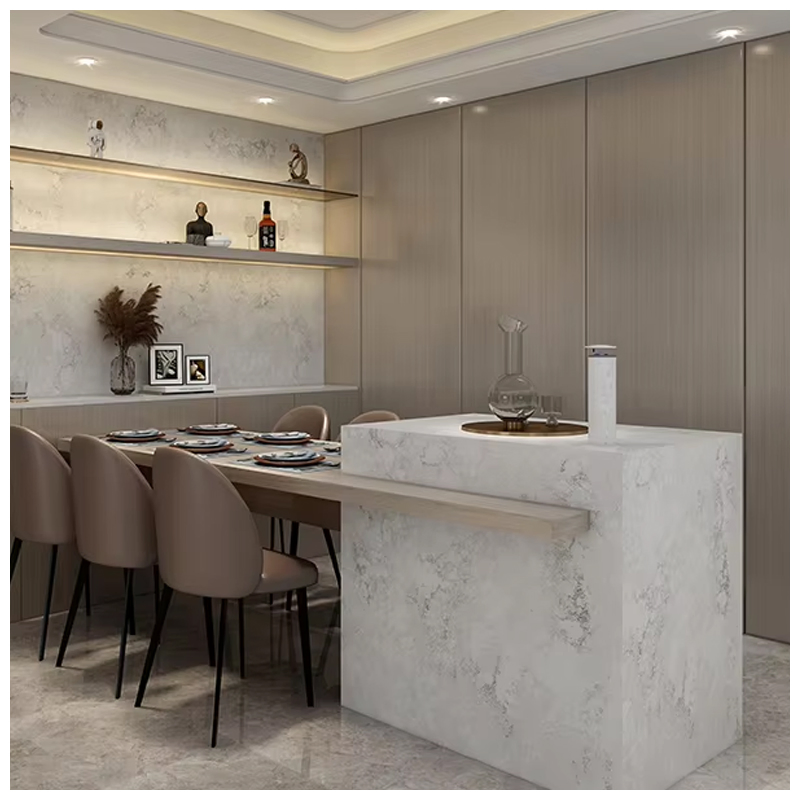 Low Silicon Grey Concrete Look Quartz Slabs for Waterfall Countertops