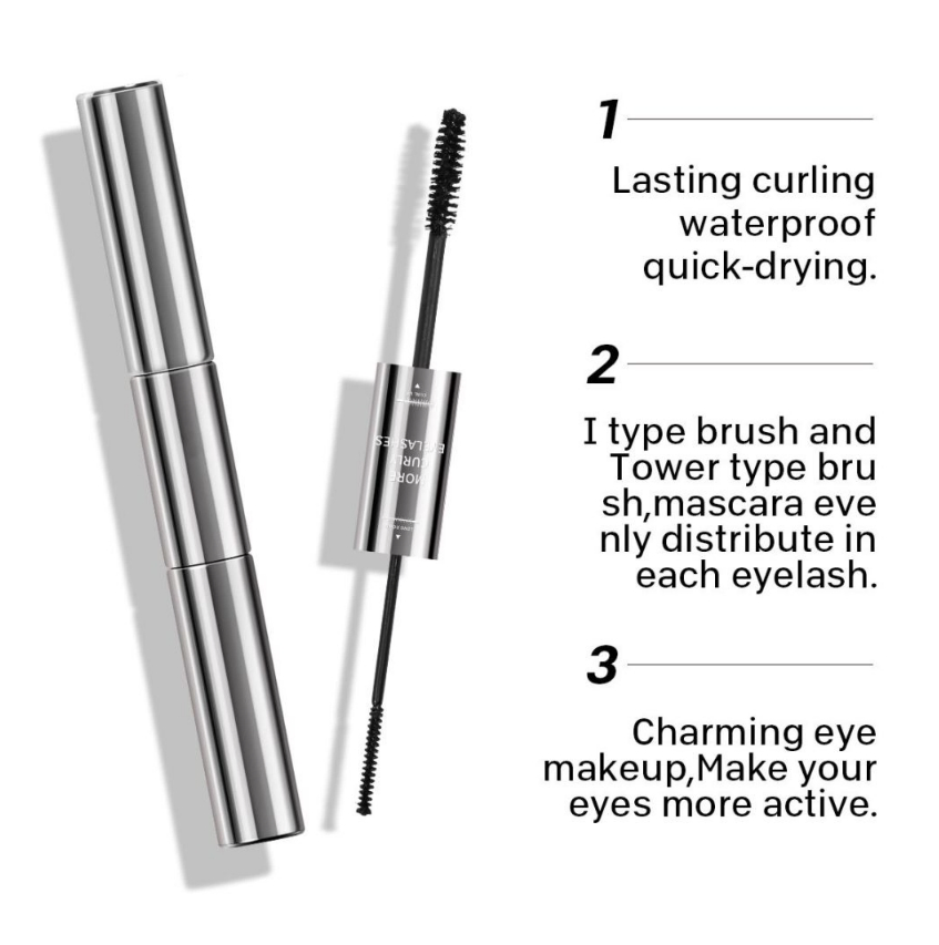 Private Label Waterproof Long Lasting Double Head Natural Thicker Curling Mascara