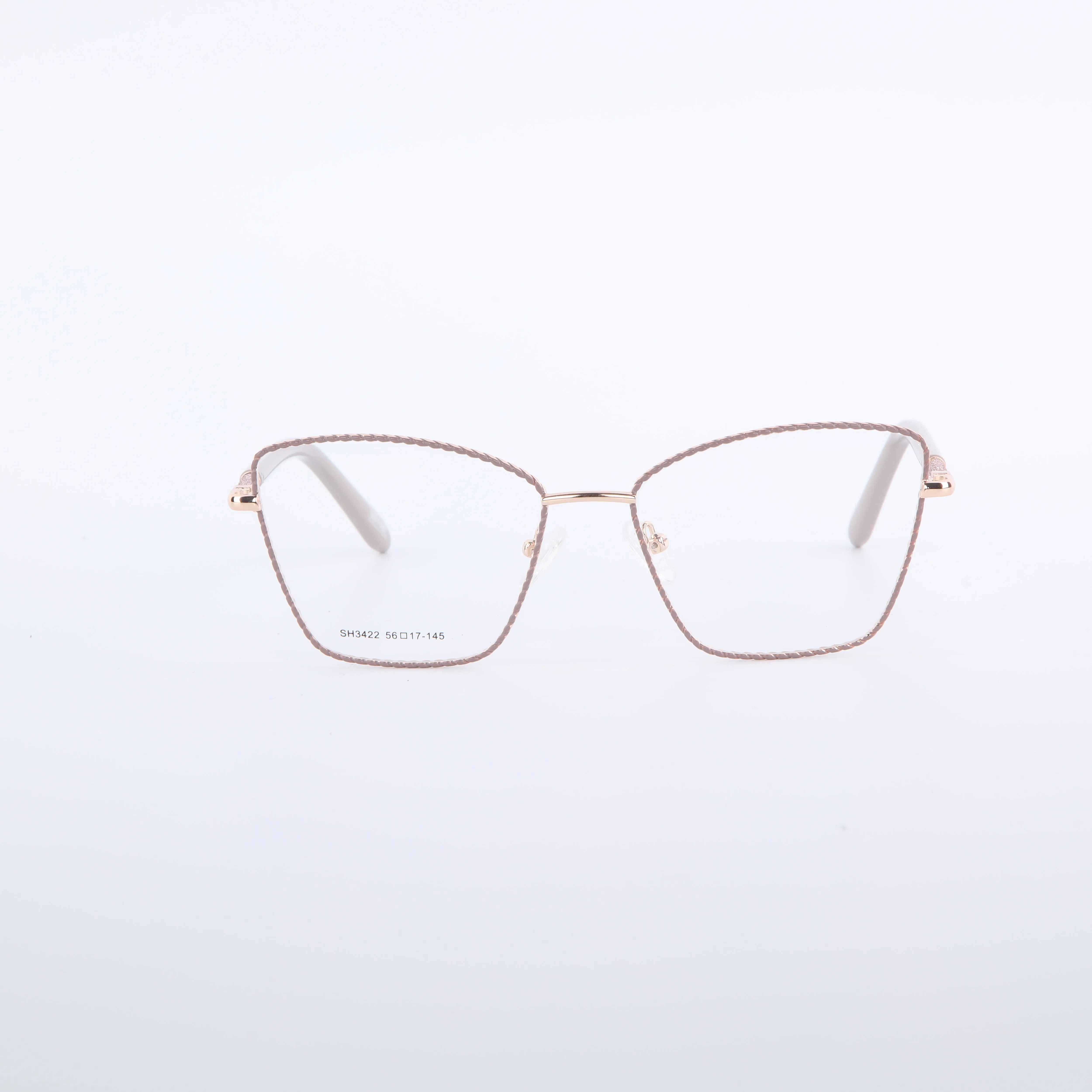 Elegant Double Pink Gold Metal Eyeglasses Frames for All Face Types