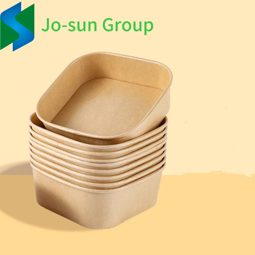 Jo-Sun Eco-Friendly Disposable Square Kraft/White Paper Salad Bowl Snake Food Bowl