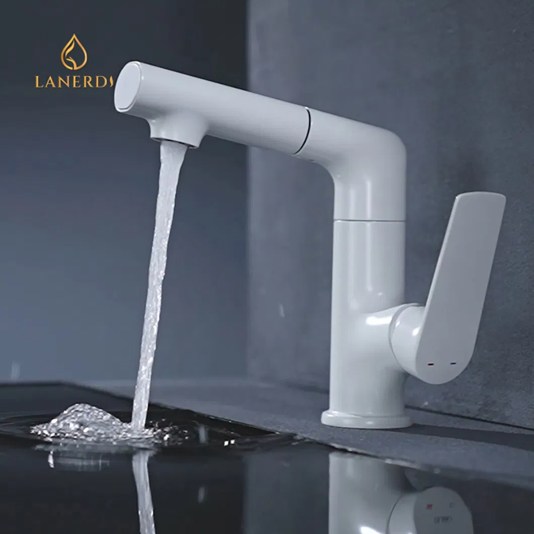 Смеситель для раковины белый вращающийся 360°