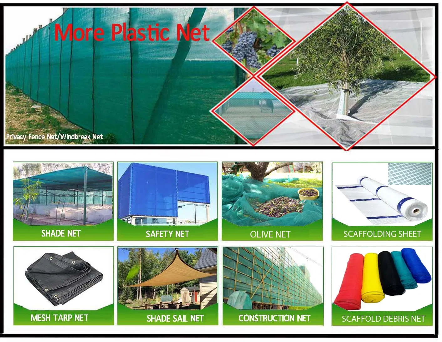 30%, 50%, 70%, 90% Malla Polisombra Malla Saran Shade Mesh