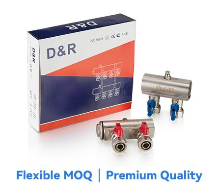 D&R Stainless Steel Long Service Life 2-12 Ways Water Manifold for Floor Heating System