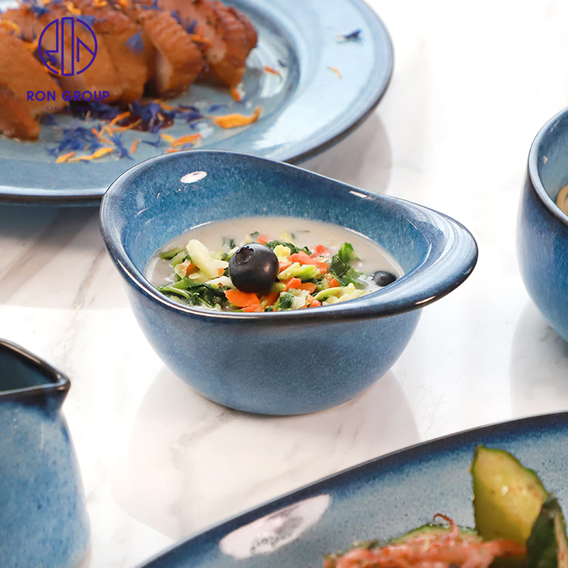 Wholesales Restaurant Dinner Cutlery 5.3/7.3 Inch Irregular Western Tableware Dinnerware Appetizer Food Salad Service Ceramic Bowl