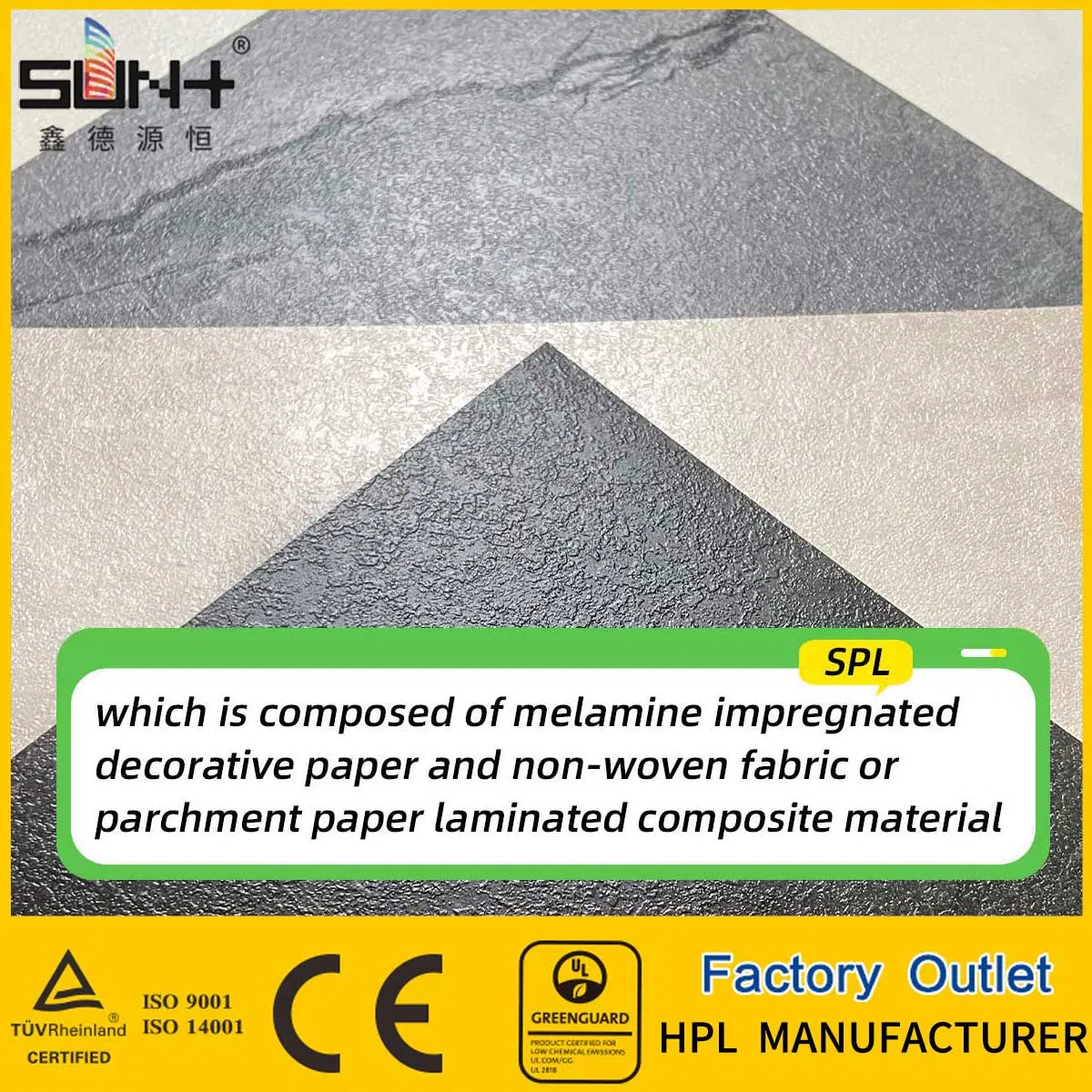 Popular Customized Composed of Melamine Impregnated Decorative Paper and Non-Woven Fabric or Parchment Paper Laminated Composite Material