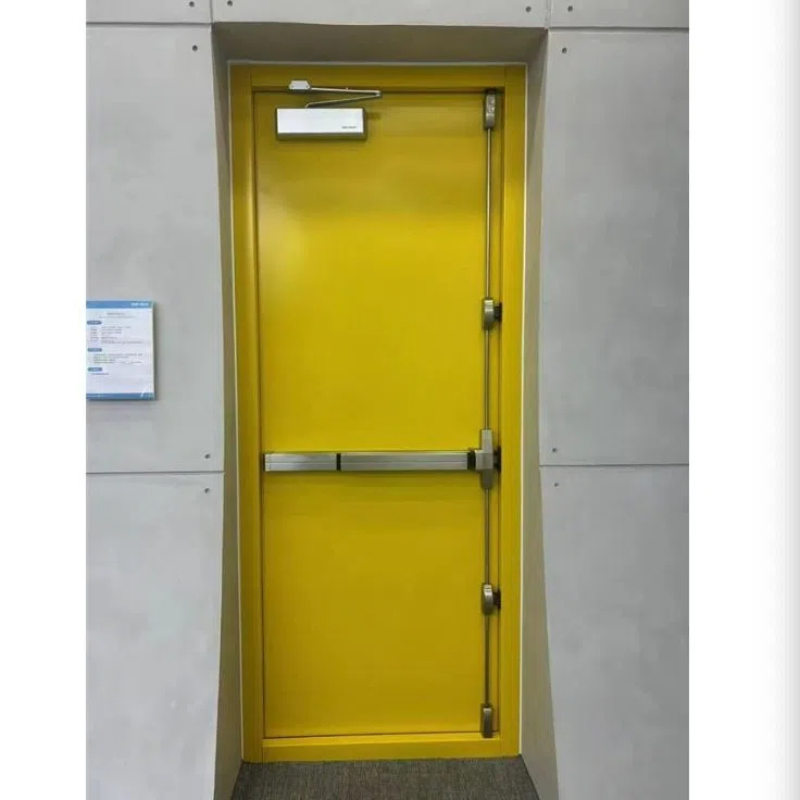 Commercial Building Passage Interior Single Heavy-Duty Steel Fire Door with Glass Kits