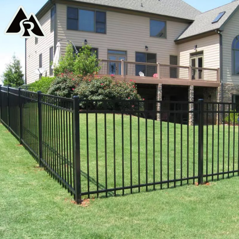 Security Black Metal Steel Picket Fence Outdoor Garden Galvanized Steel Fence Panels