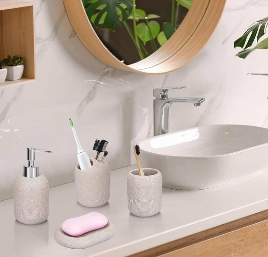 Soap Dispenser Toothbrush Holder Bathroom Tumbler Soap Dish Bathroom Accessory Set