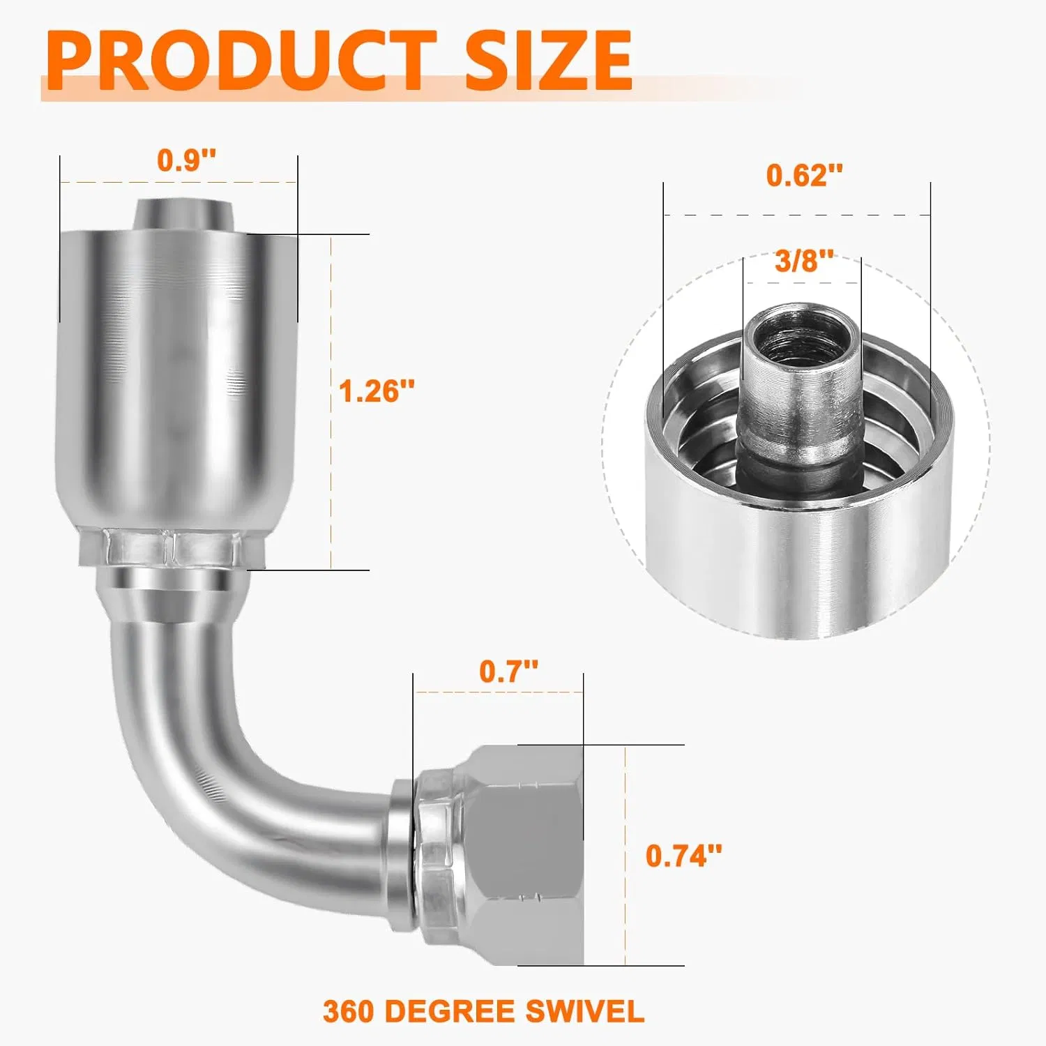 Гидравлический фитинг Huaj 3/8" JIC 37° 90° угол